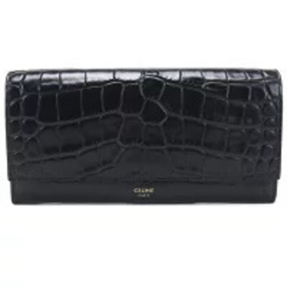 Celine Long Wallet Bi fold Flap Black